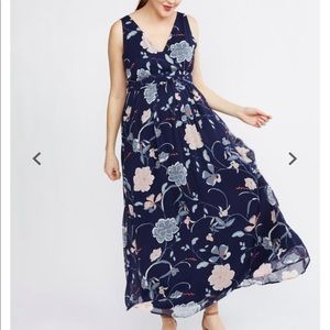 Maternity blue floral maxi dress
